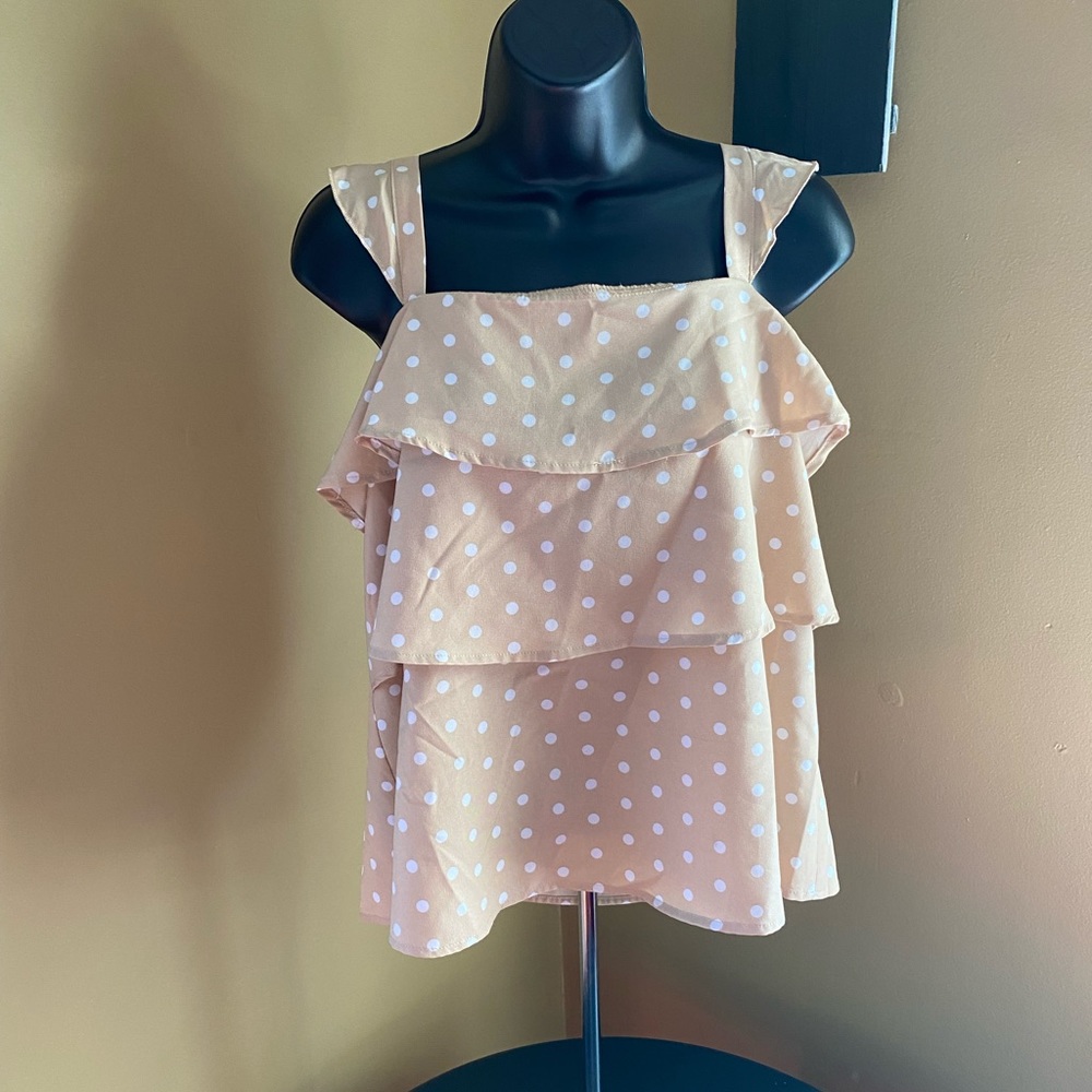 SHEIN Layered Camisole Cream with White Polka Dots